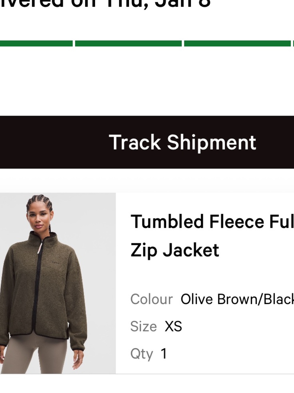 Lululemon Tumbled Fleece Full-Zip Jacket - Olive Brown/Black/Light Ivory